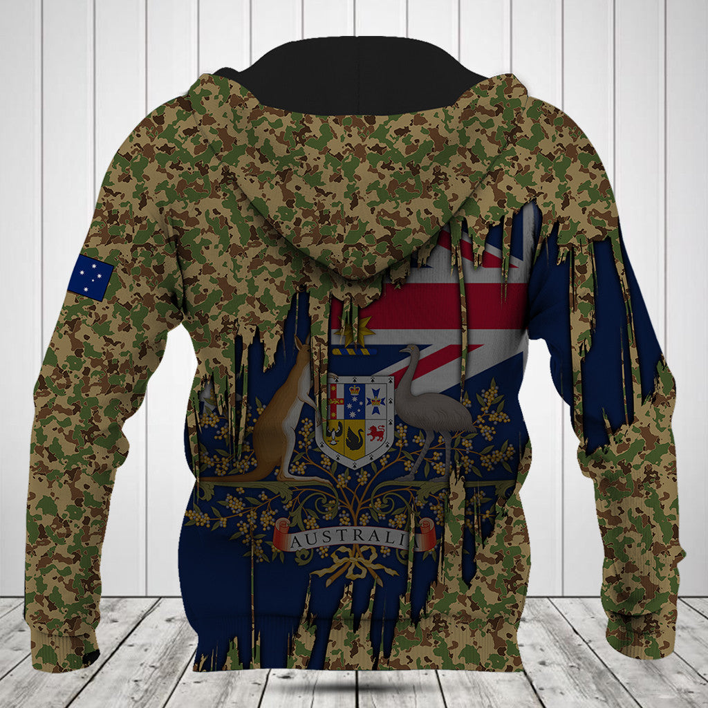 Customize Australia Flag And Coat Of Arms Camo Shirts