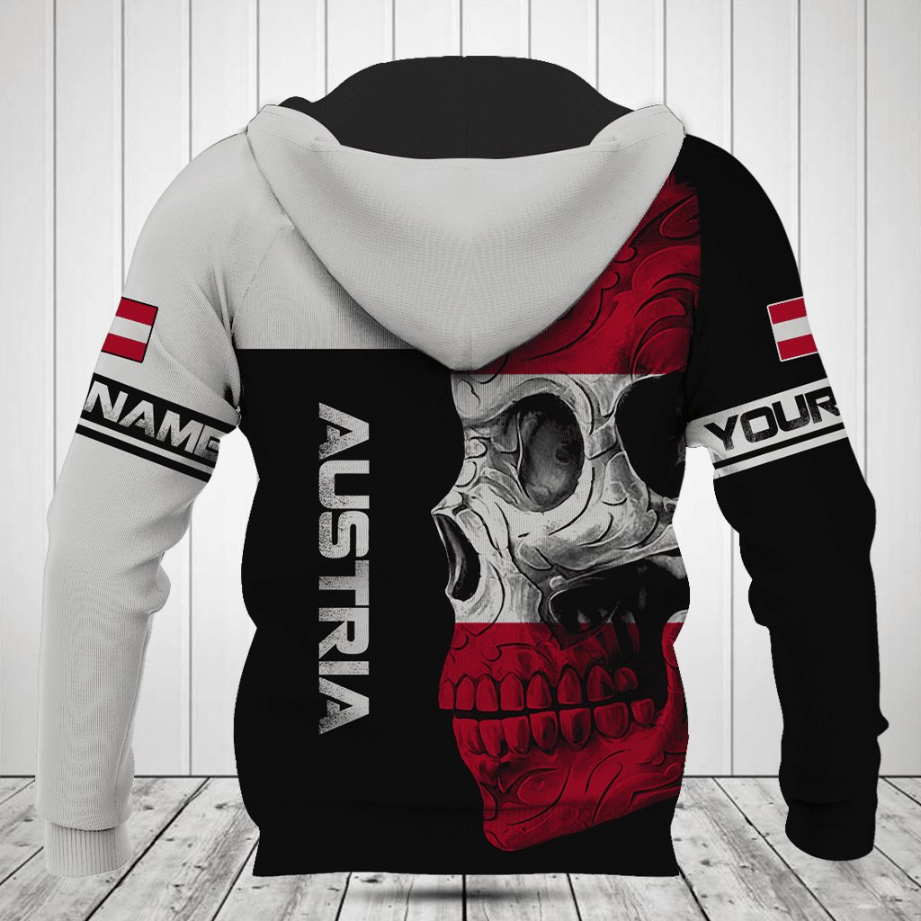 Customize Austria Skull Flag 3D Black And White Shirts