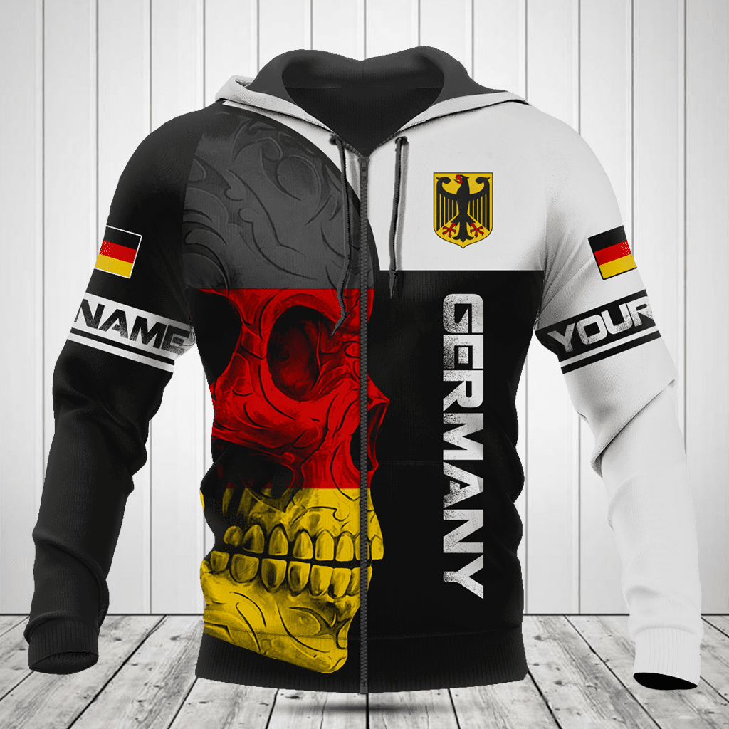 Customize Germany Skull Flag 3D Black And White Shirts