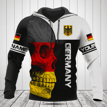 Customize Germany Skull Flag 3D Black And White Shirts