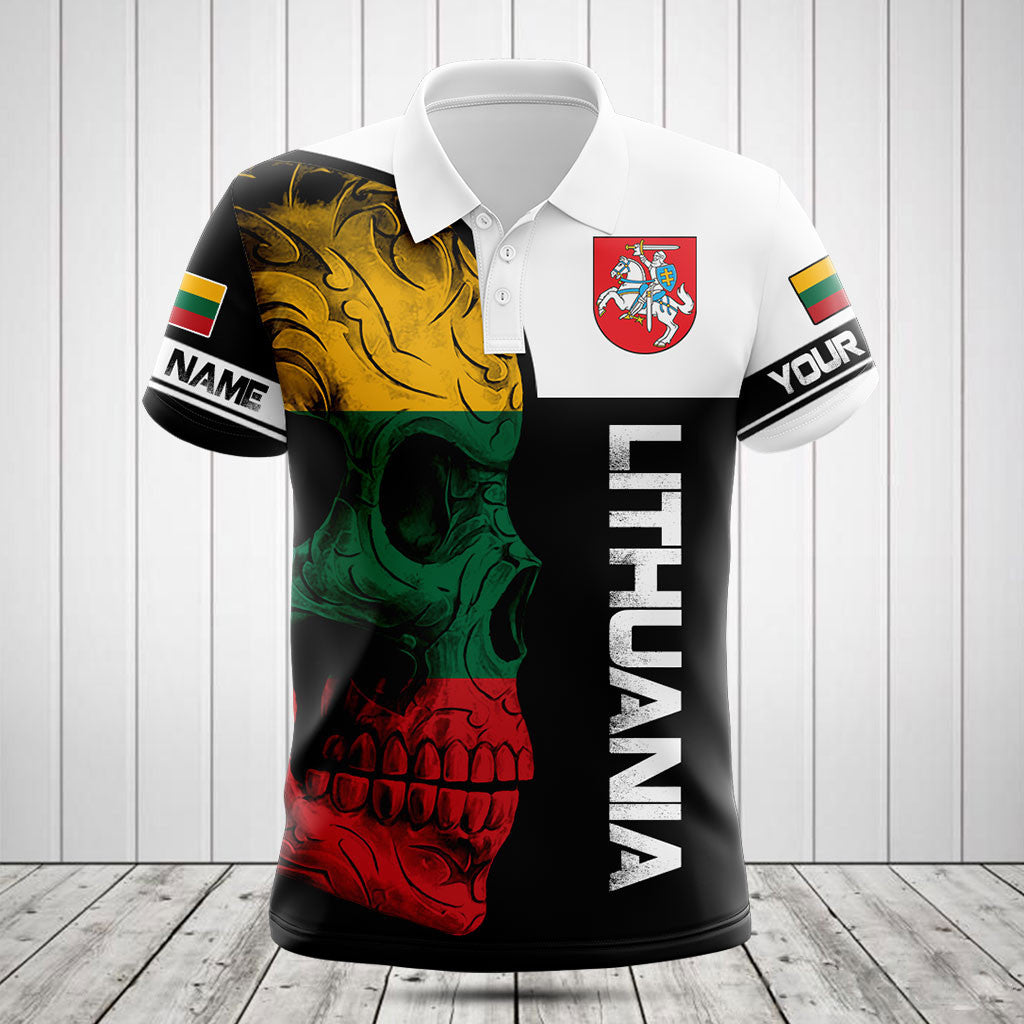 Customize Lithuania Skull Flag 3D Black And White Shirts