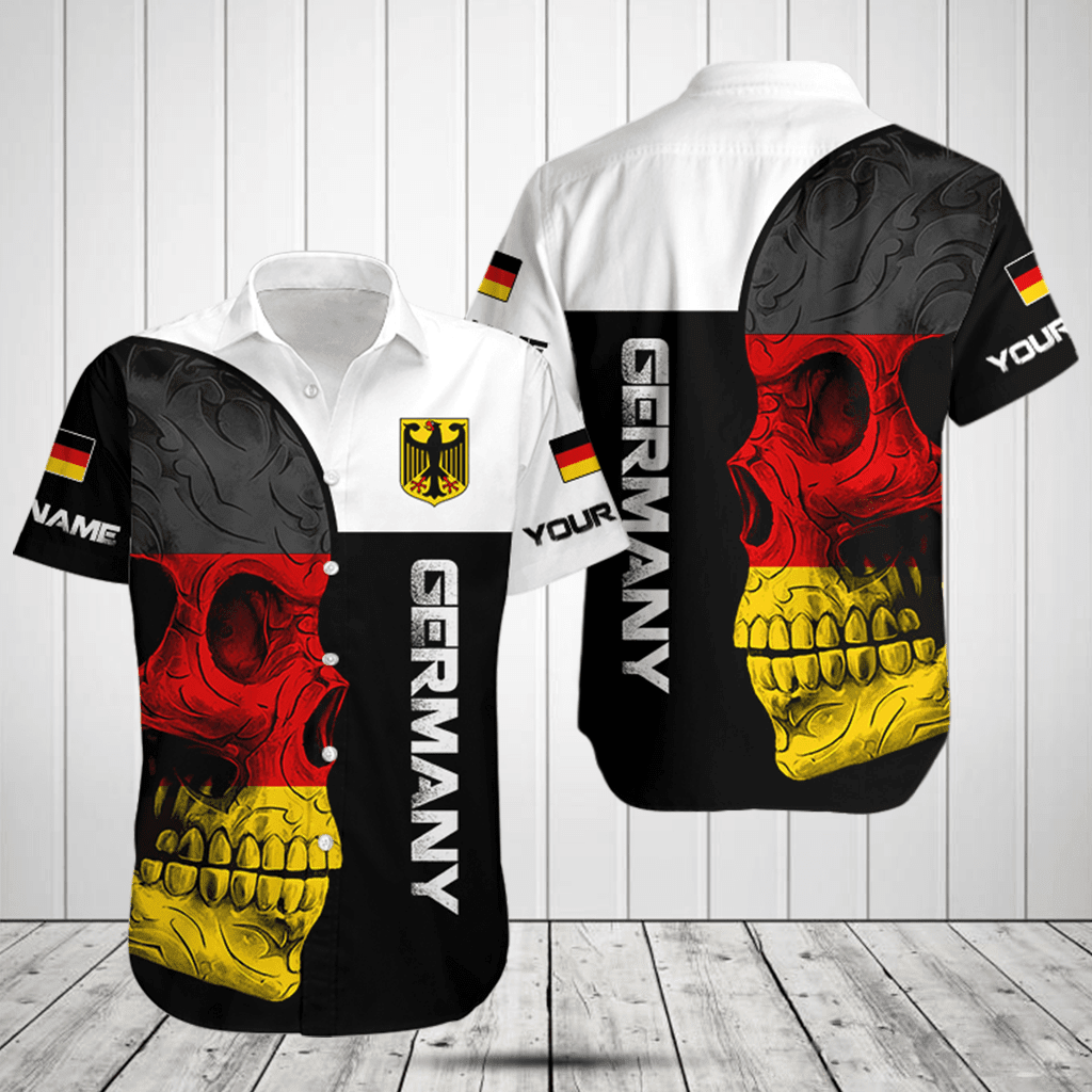 Customize Germany Skull Flag 3D Black And White Shirts