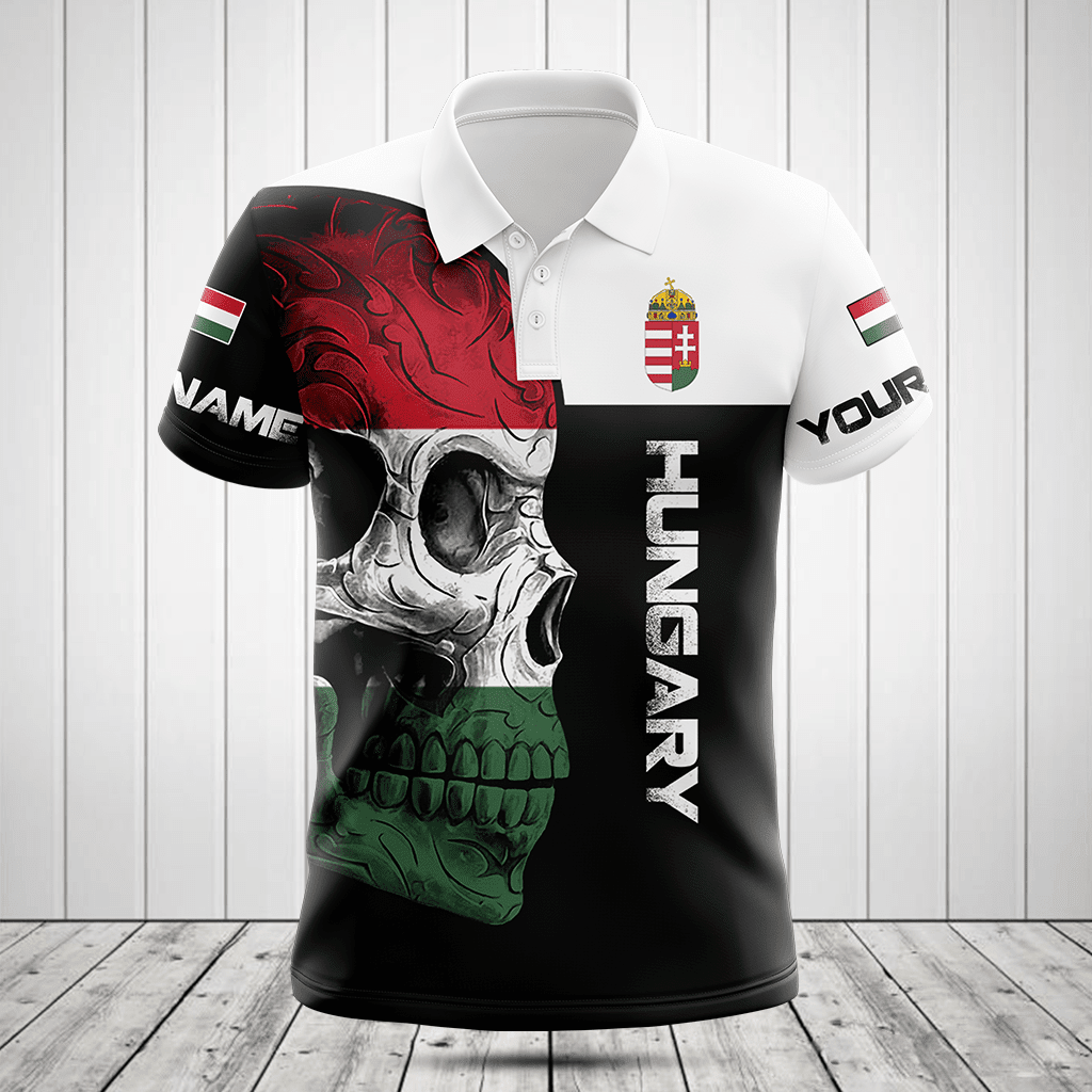 Customize Hungary Skull Flag 3D Black And White Shirts