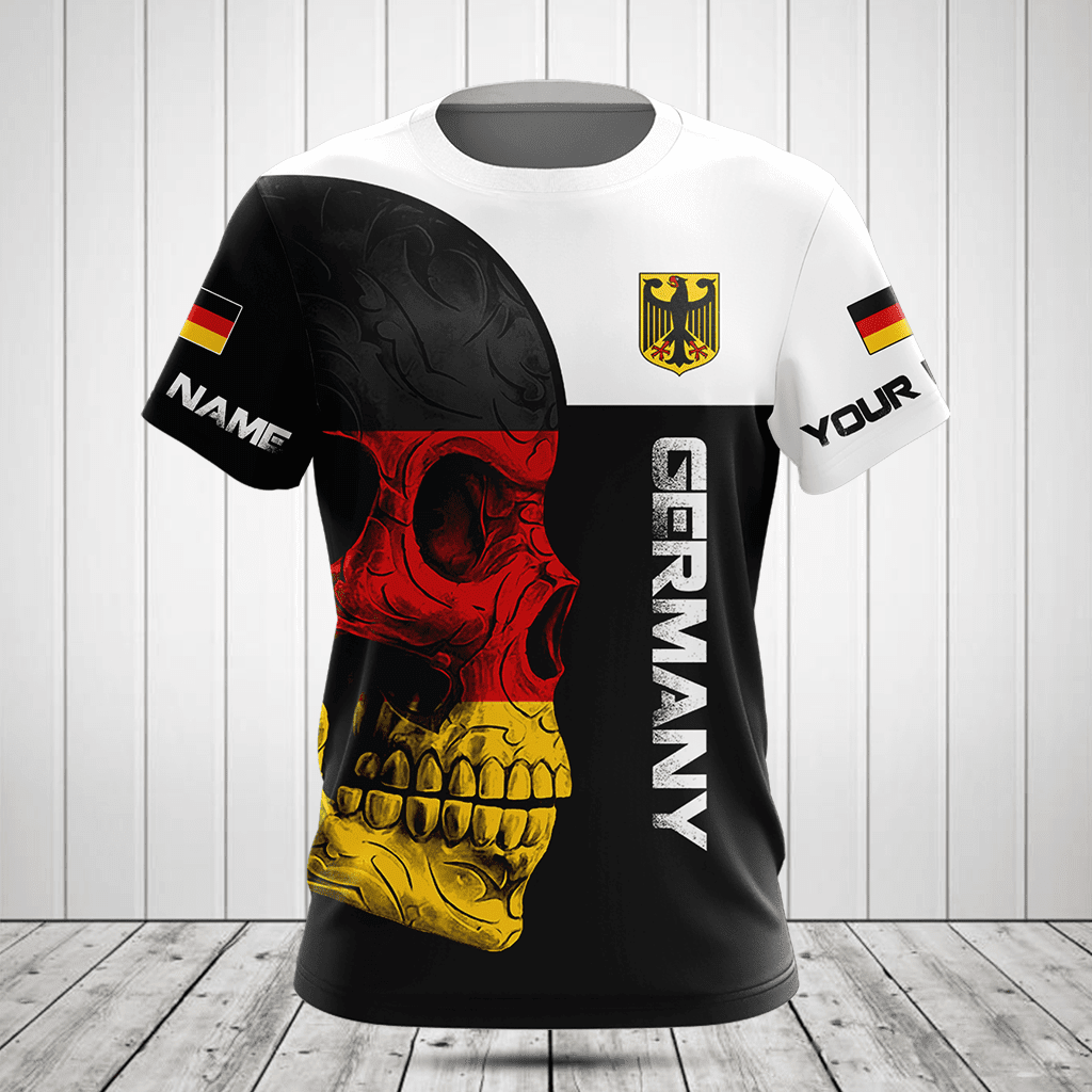 Customize Germany Skull Flag 3D Black And White Shirts