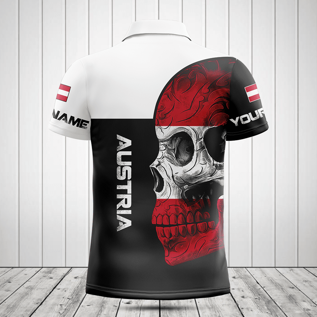 Customize Austria Skull Flag 3D Black And White Shirts