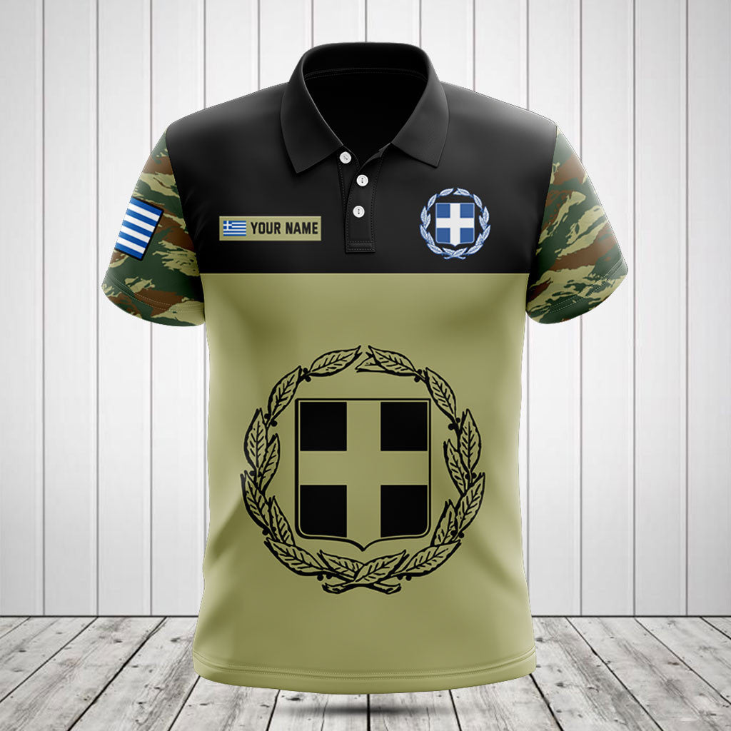 Customize Greece Black Coat Of Arms Camo Shirts