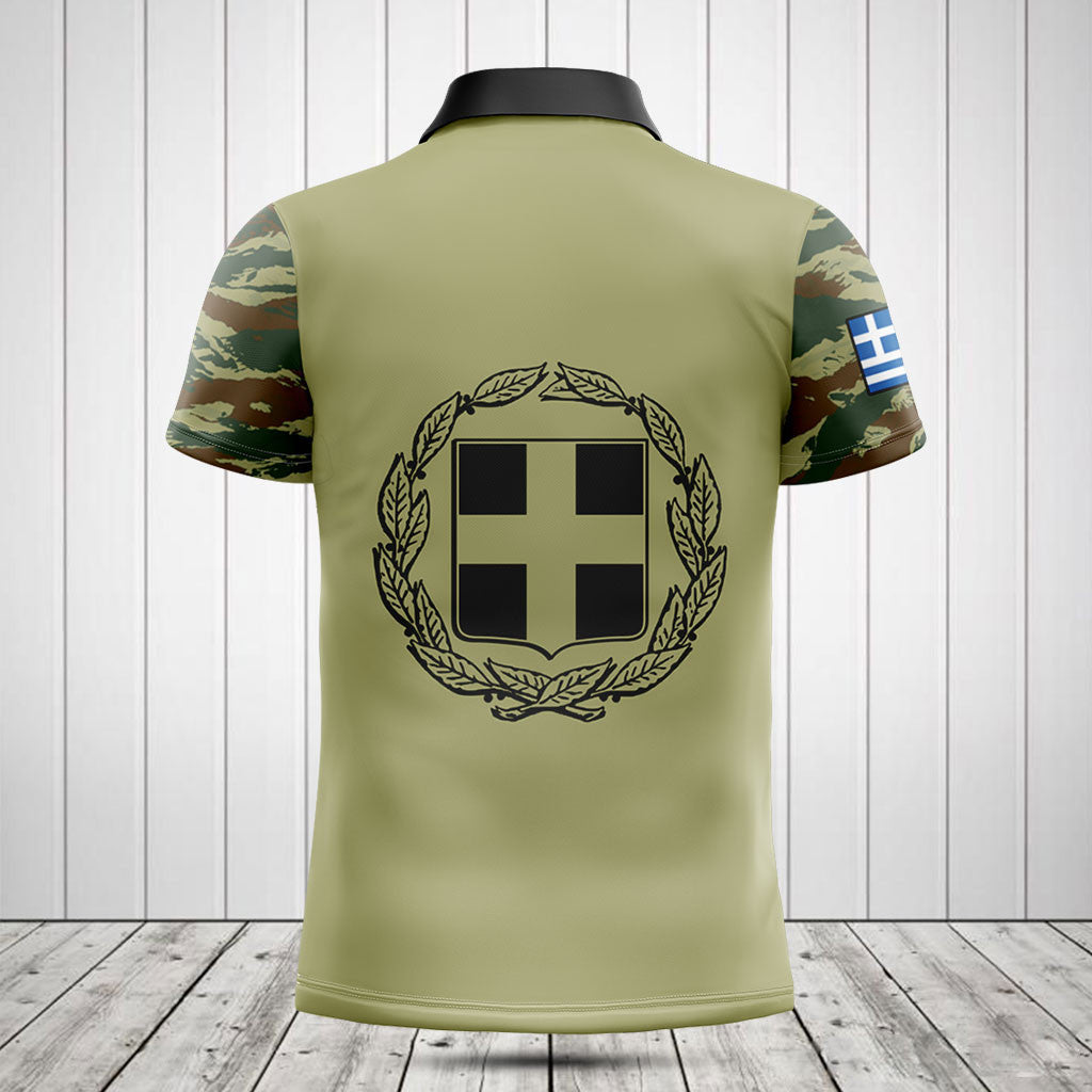 Customize Greece Black Coat Of Arms Camo Shirts