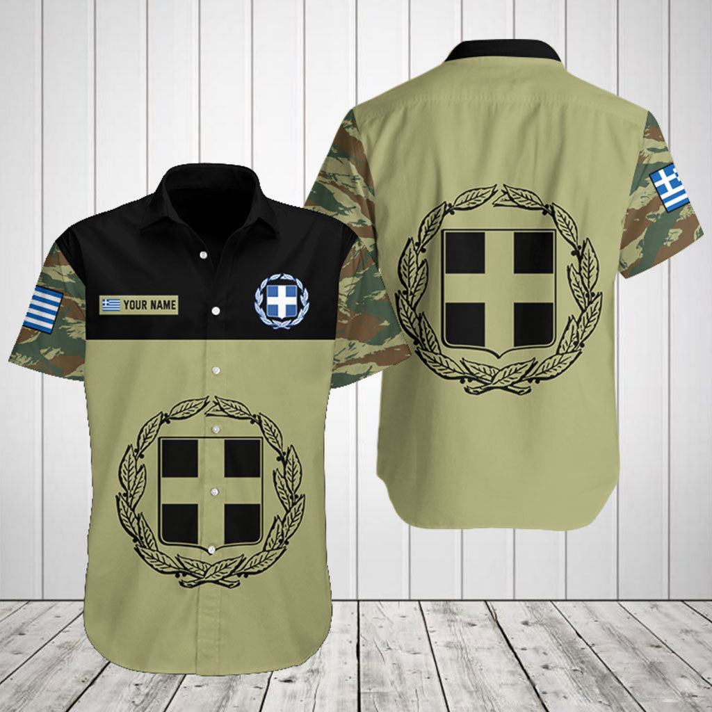 Customize Greece Black Coat Of Arms Camo Shirts