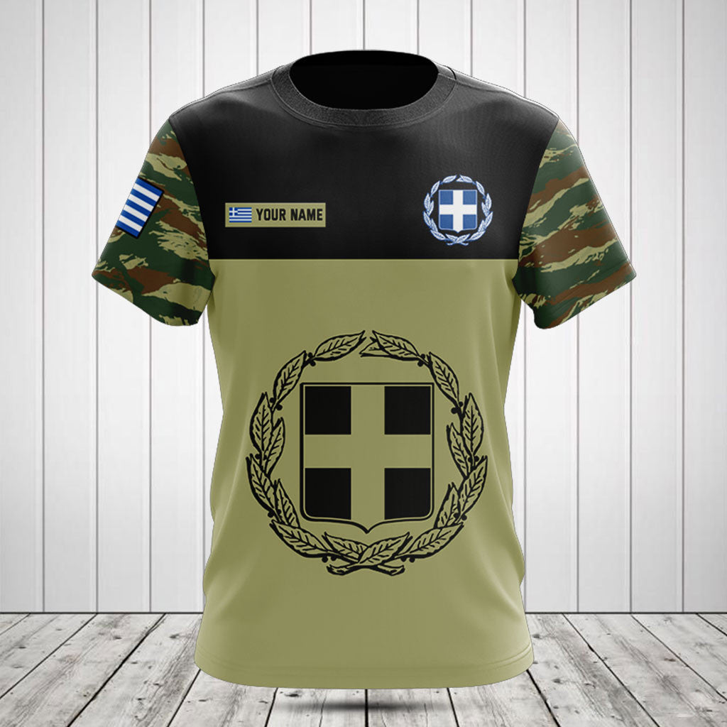 Customize Greece Black Coat Of Arms Camo Shirts