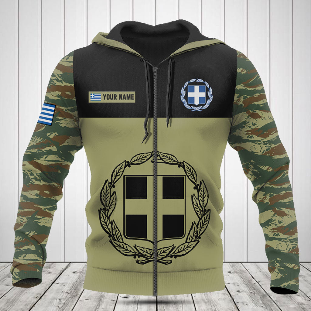 Customize Greece Black Coat Of Arms Camo Shirts