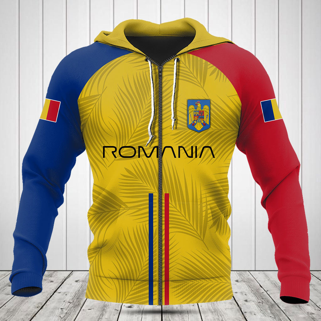 Customize Romania Flag Palm Leaf Shirts