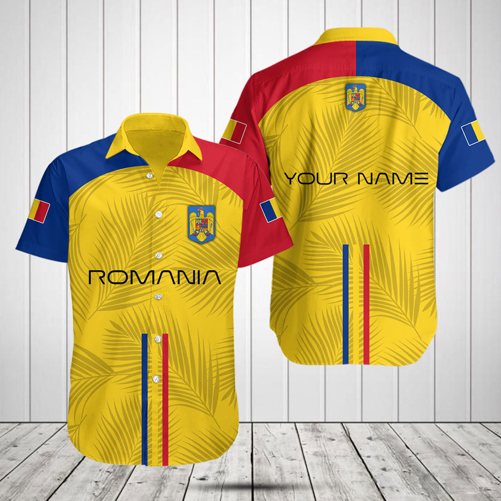 Customize Romania Flag Palm Leaf Shirts