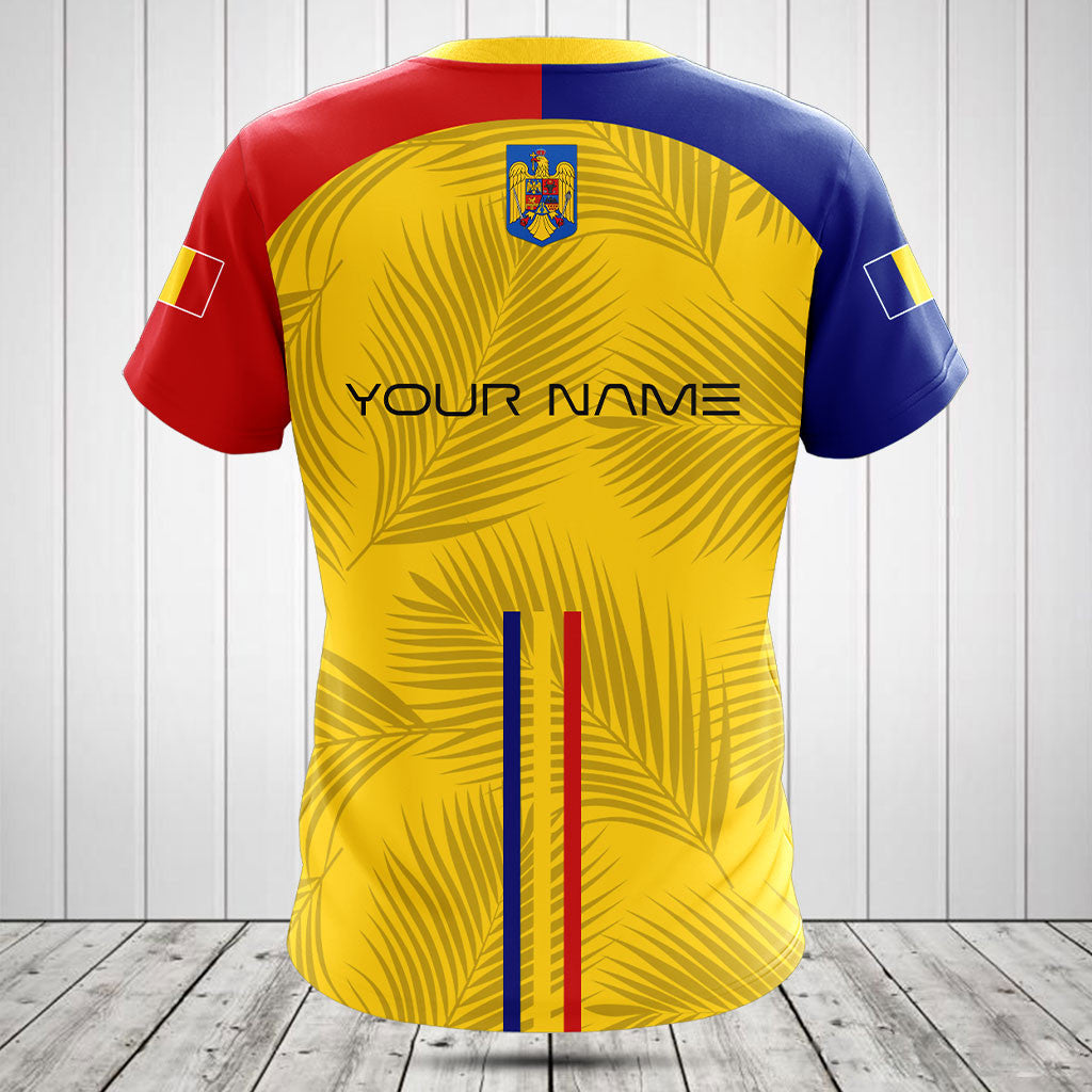 Customize Romania Flag Palm Leaf Shirts