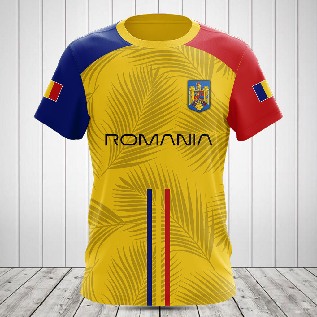 Customize Romania Flag Palm Leaf Shirts