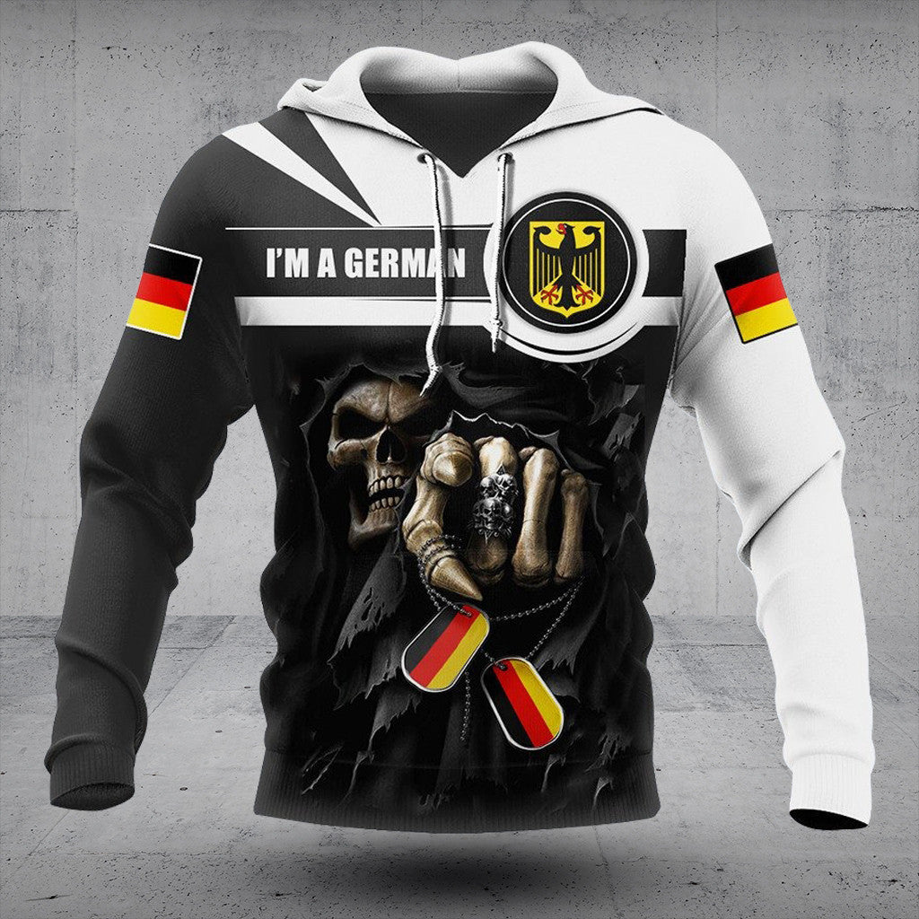 Benutzerdefinierter Name Ich bin ein deutscher Totenkopf 3D Hoodies