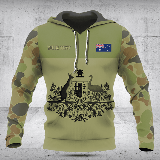 Passen Sie grüne Australien Wappen Camouflage Stil Shirts