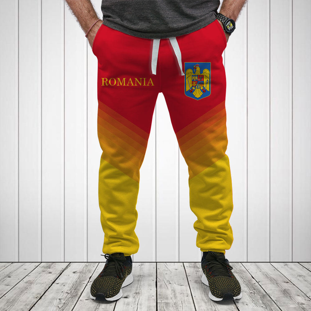 Passen Sie Rumänien Flagge Gradient Sport Shirts und Jogger Hosen