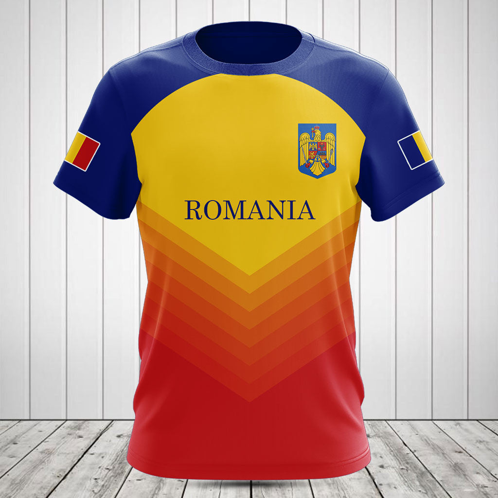 Customize Romania Flag Gradient Sport Shirts And Jogger Pants