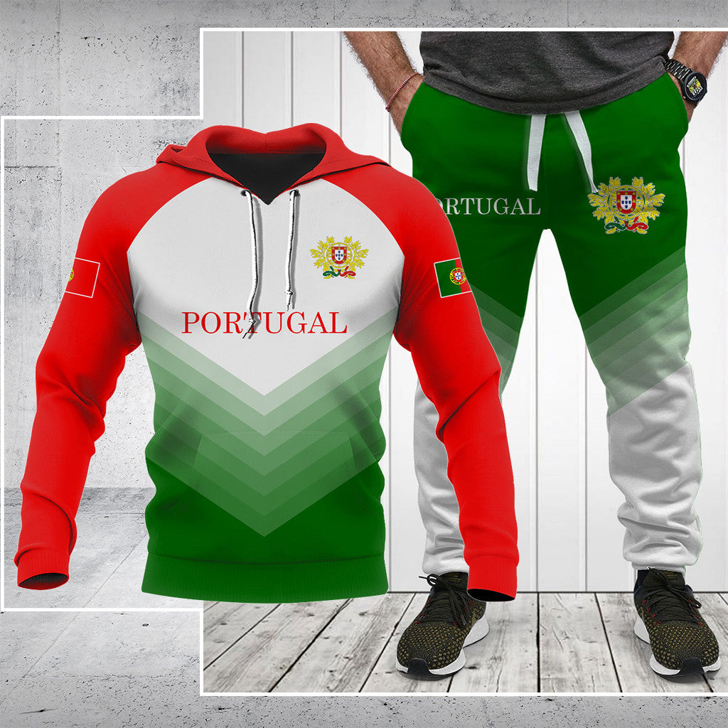 Customize Portugal Flag Gradient Sport Shirts And Jogger Pants