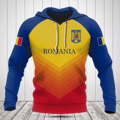 Customize Romania Flag Gradient Sport Shirts And Jogger Pants