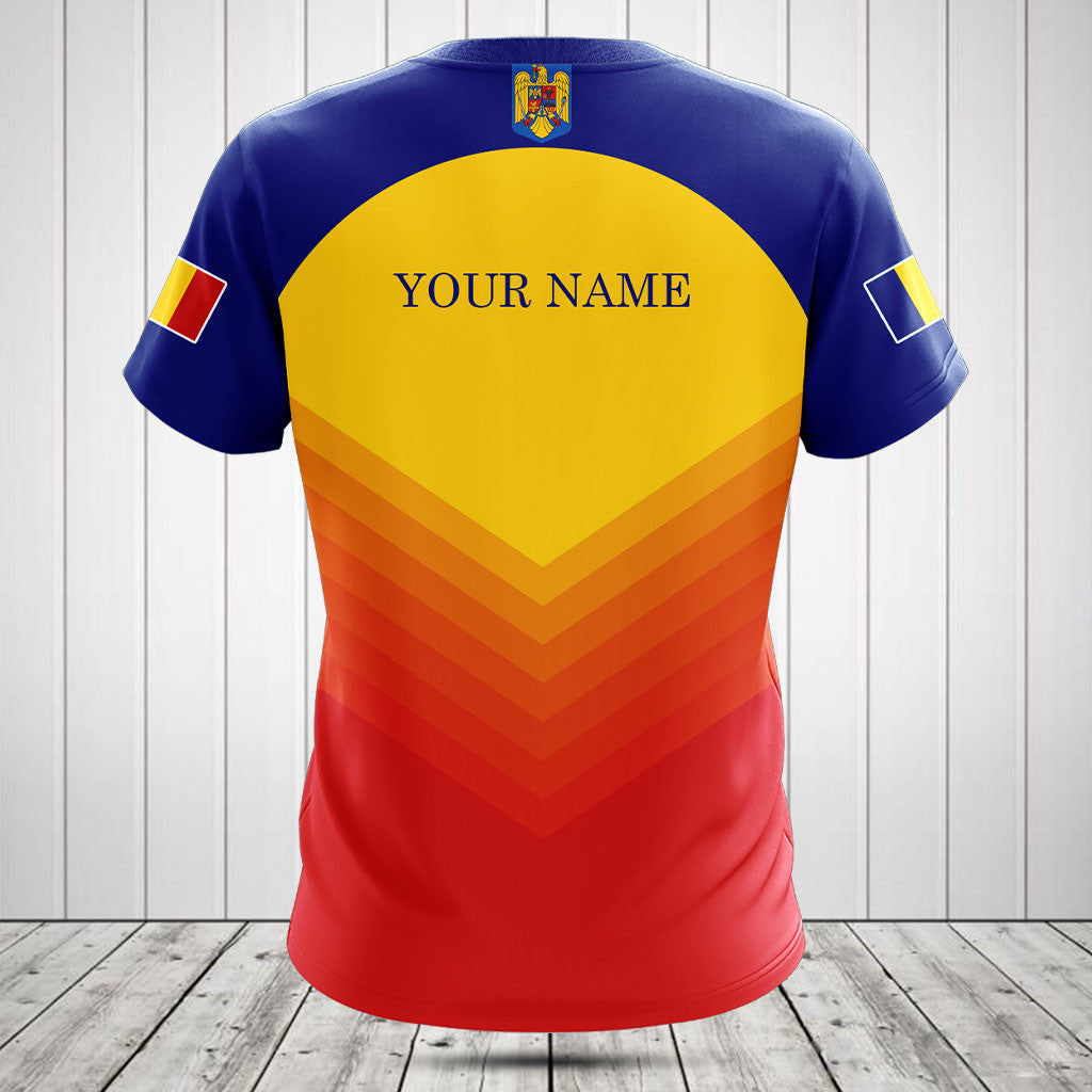 Customize Romania Flag Gradient Sport Shirts And Jogger Pants