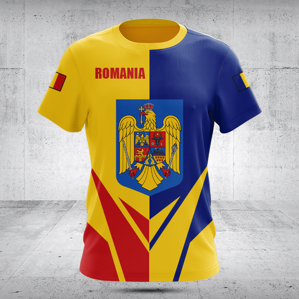 Customize Romania Coat Of Arms Flag Arrow Shirts