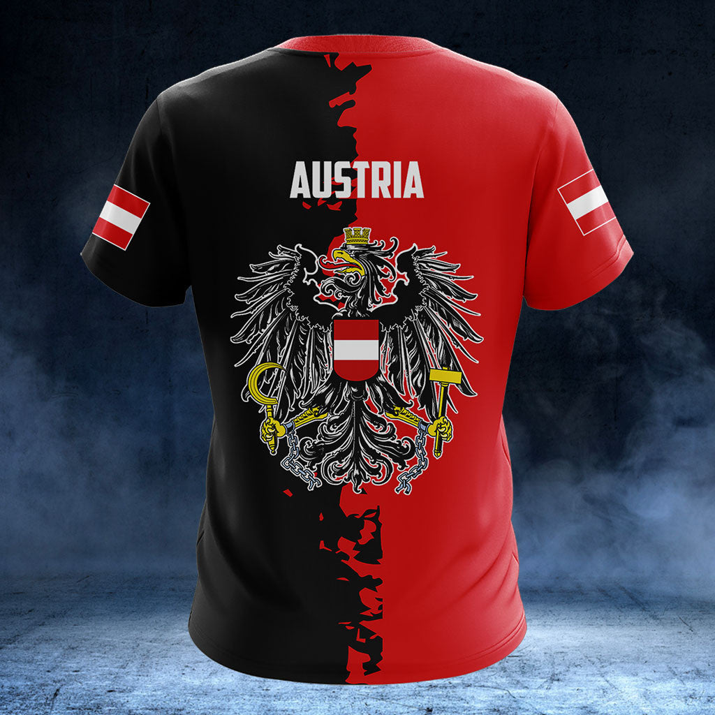 Österreich Flagge Halb Schwarz Shirts