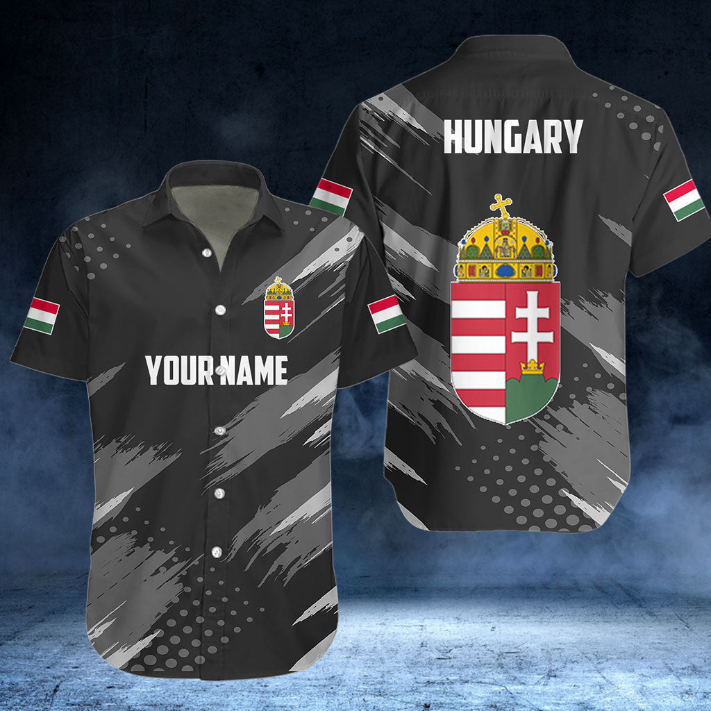 Customize Hungary Coat Of Arms Grey Brush Shirts