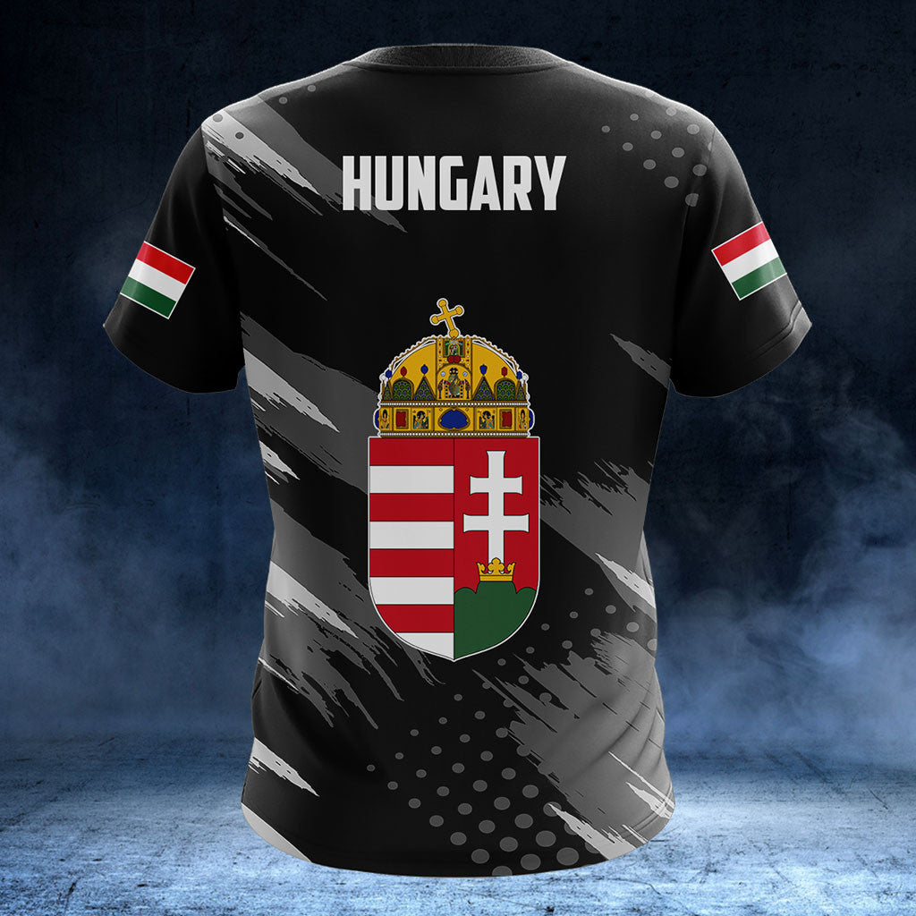 Customize Hungary Coat Of Arms Grey Brush Shirts