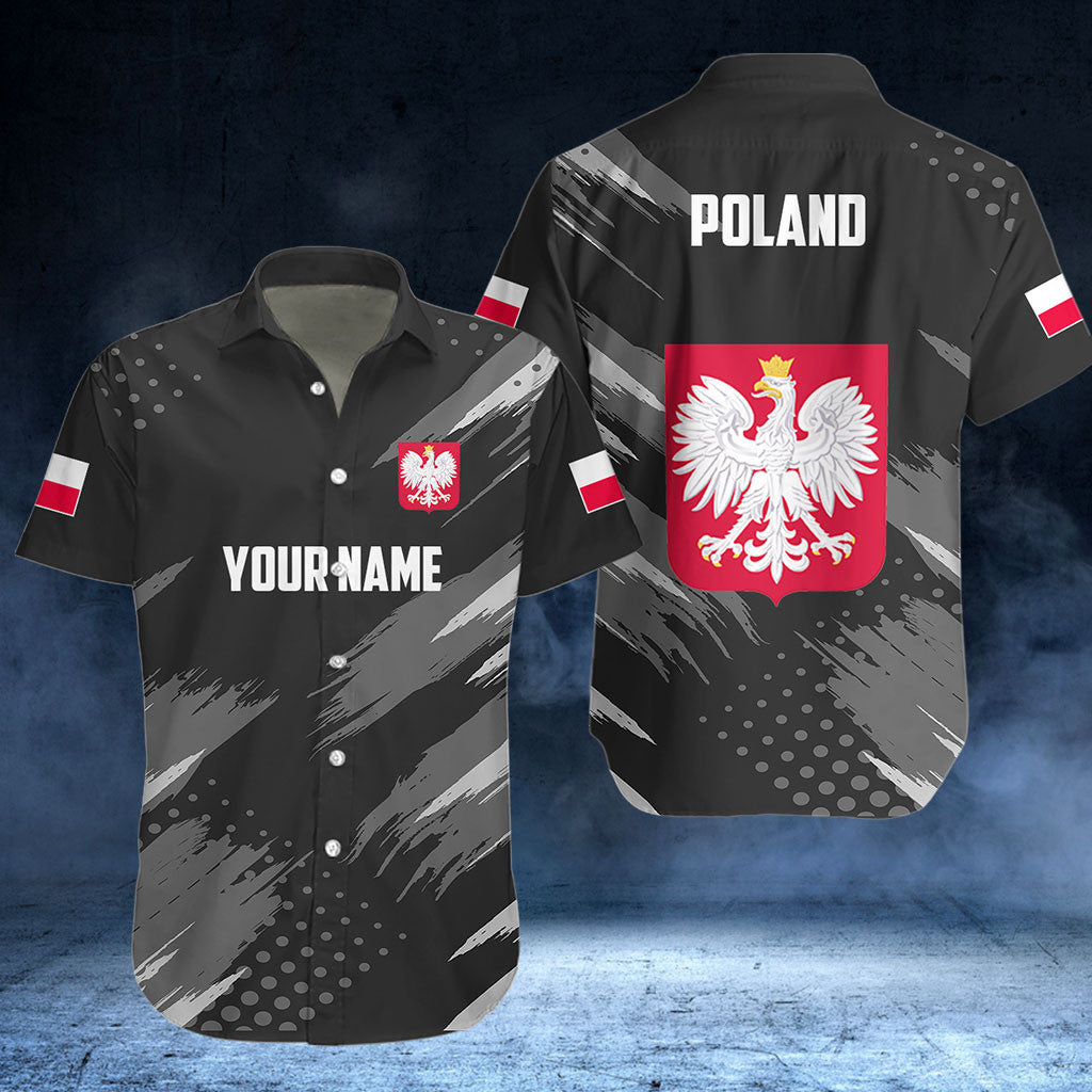 Customize Poland Coat Of Arms Grey Brush Shirts