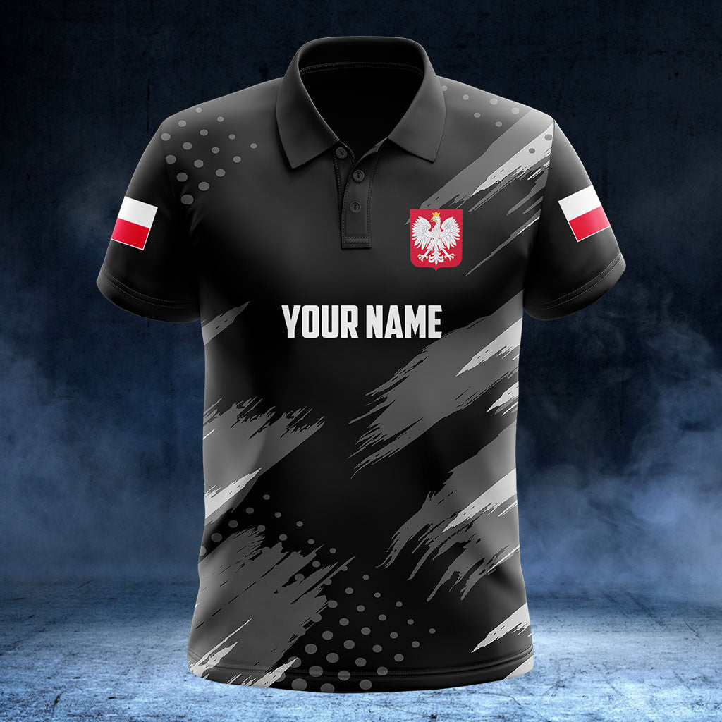 Customize Poland Coat Of Arms Grey Brush Shirts