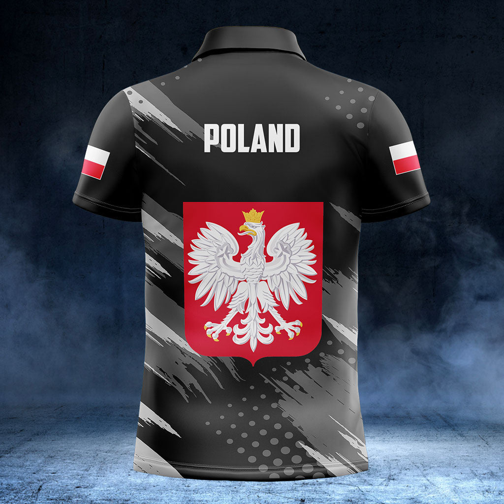 Customize Poland Coat Of Arms Grey Brush Shirts