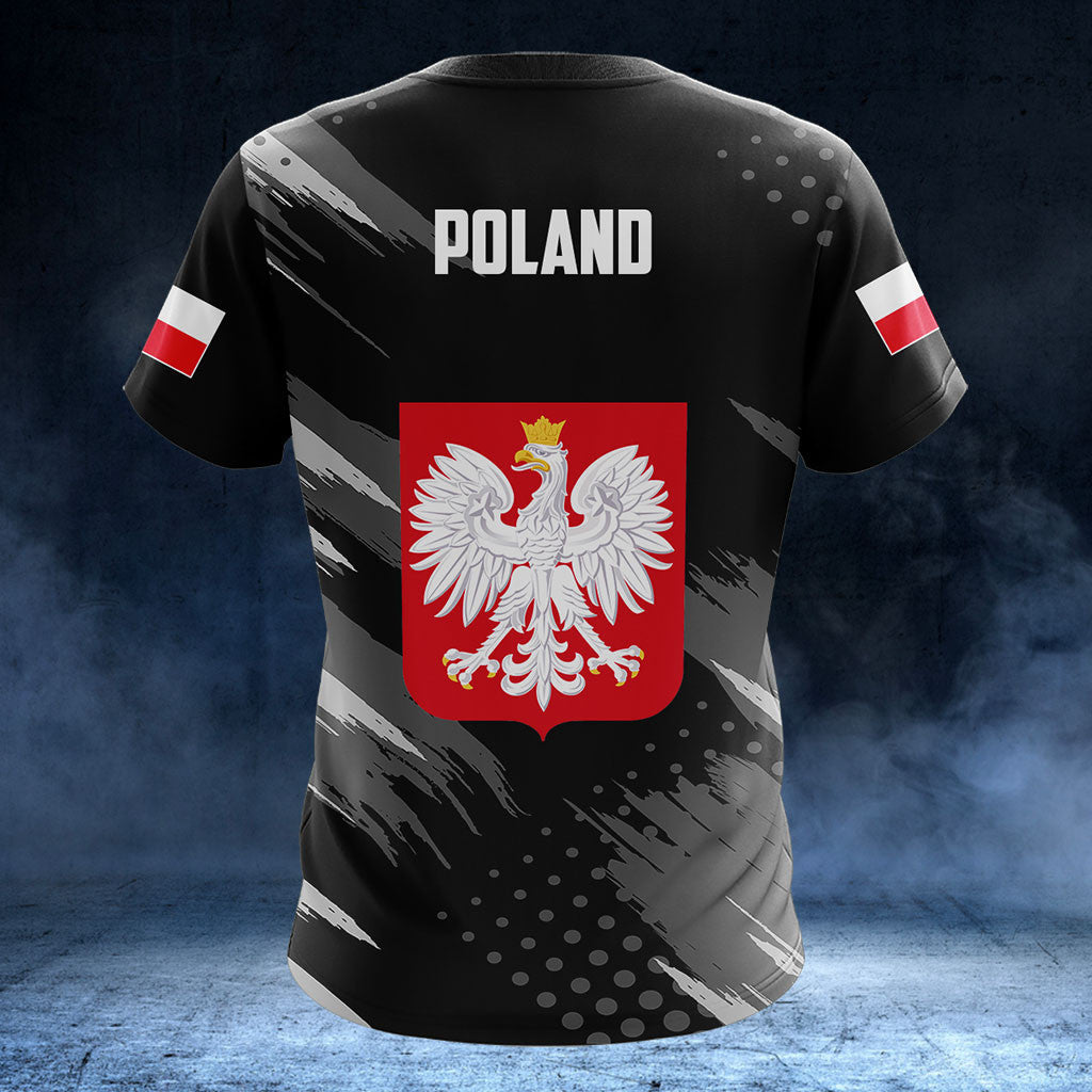 Customize Poland Coat Of Arms Grey Brush Shirts