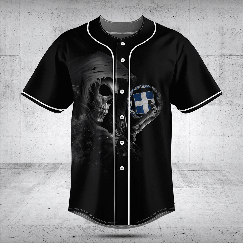 Customize Greece Black Skull Shirts