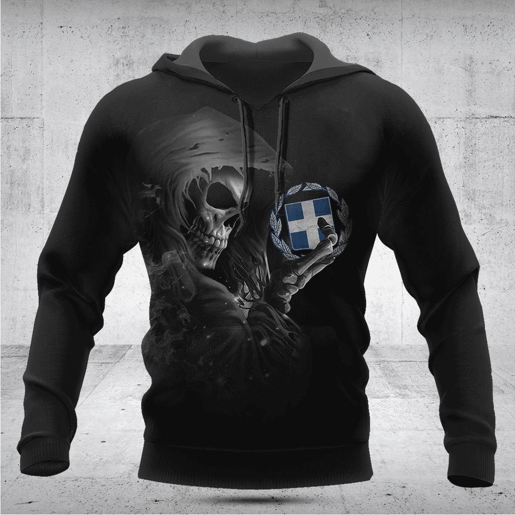 Customize Greece Black Skull Shirts