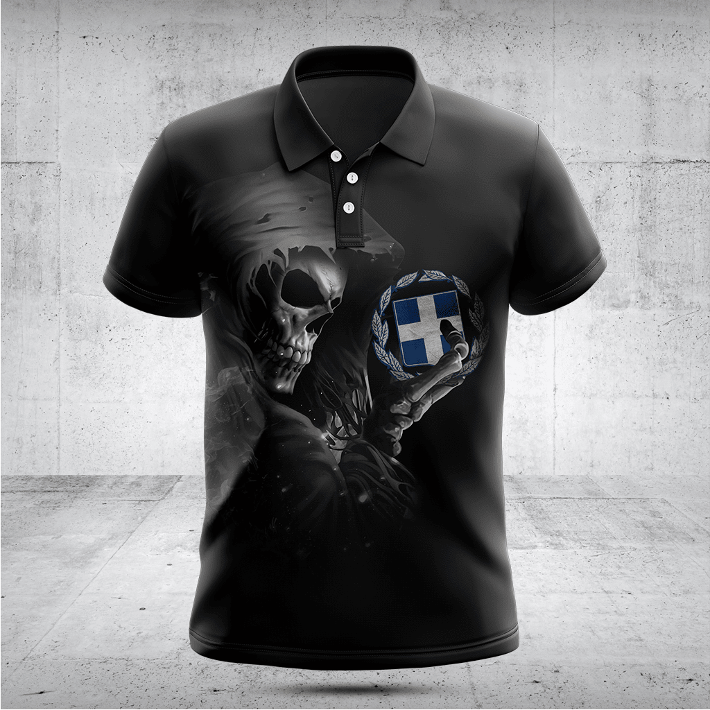 Customize Greece Black Skull Shirts