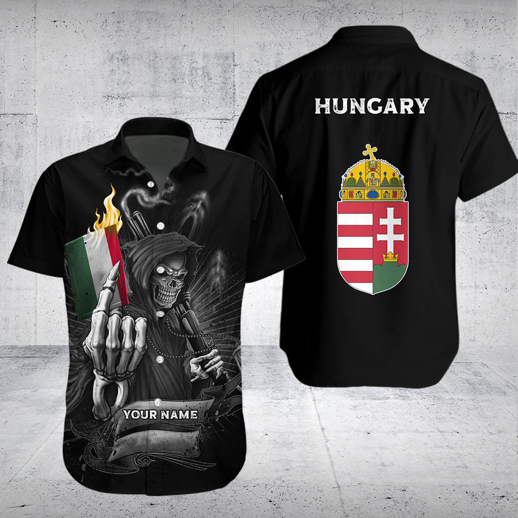 Passen Sie Ungarn Schädel Flagge Feuer Shirts