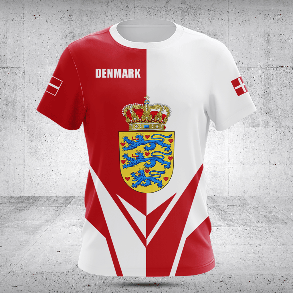 Customize Denmark Coat Of Arms Flag Arrow Shirts