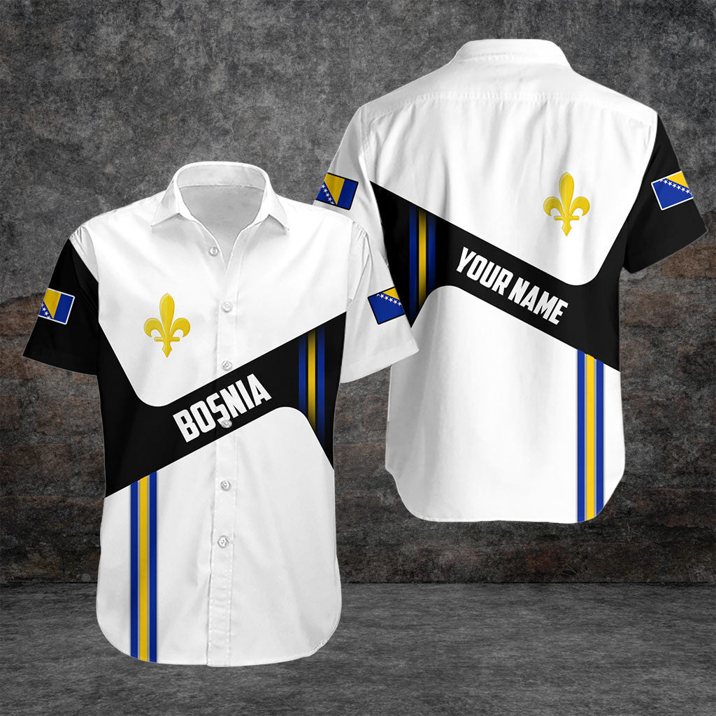 Customize Bosnia Lily Flag Black And White Shirts