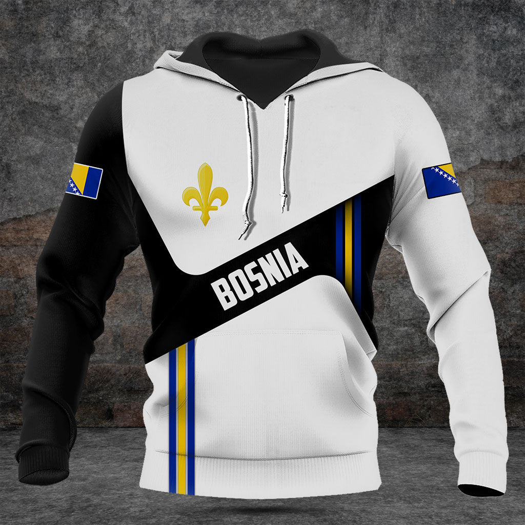 Personnalisez les chemises noires et blanches avec le drapeau bosniaque Lily