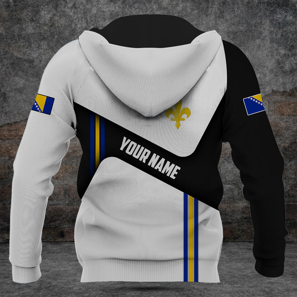 Customize Bosnia Lily Flag Black And White Shirts