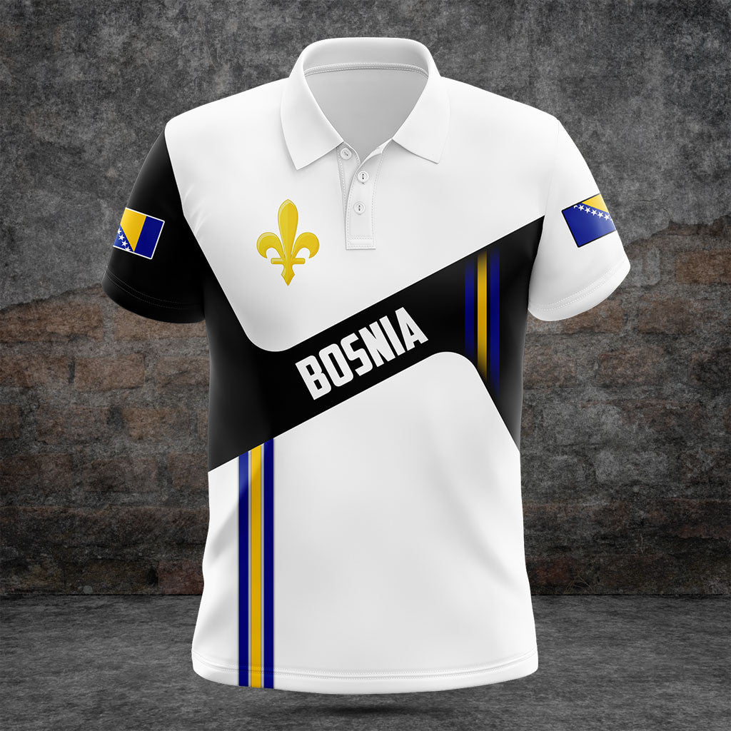 Personnalisez les chemises noires et blanches avec le drapeau bosniaque Lily