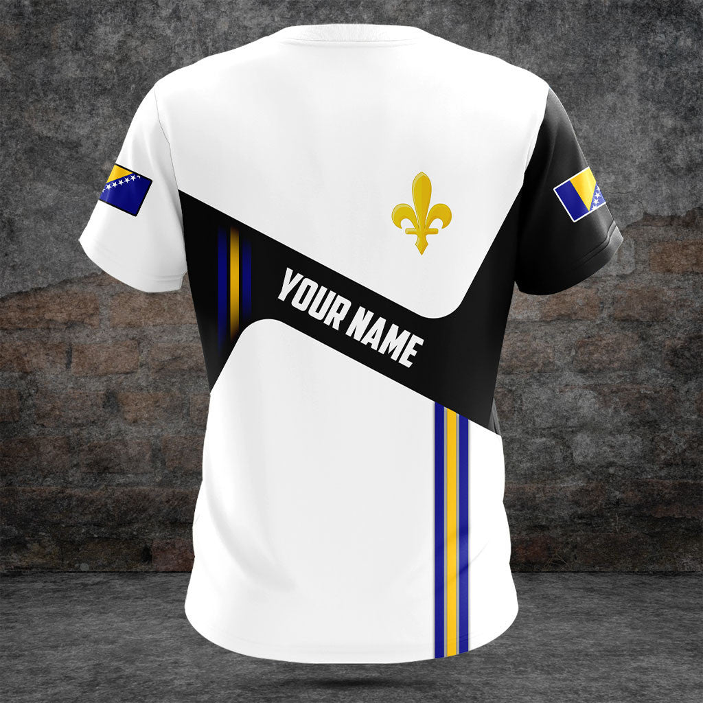 Customize Bosnia Lily Flag Black And White Shirts