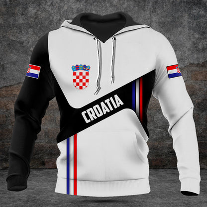 Personnalisez les chemises noires et blanches avec le drapeau de la Croatie