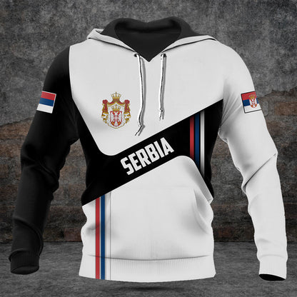 Customize Serbia Flag Black And White Shirts