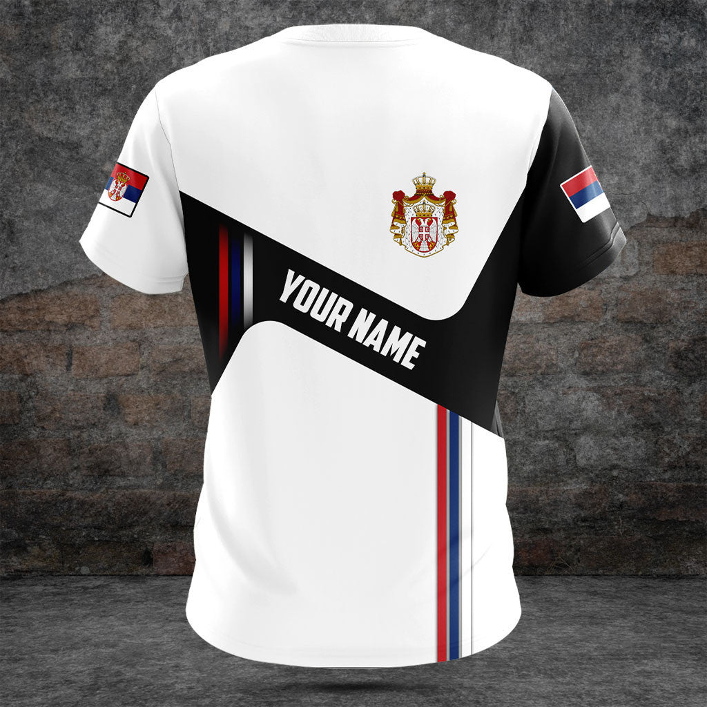 Customize Serbia Flag Black And White Shirts