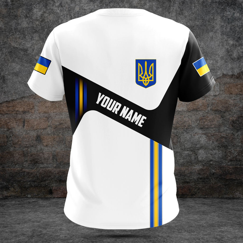 Passen Sie die Ukraine-Flagge schwarz und weiß Shirts