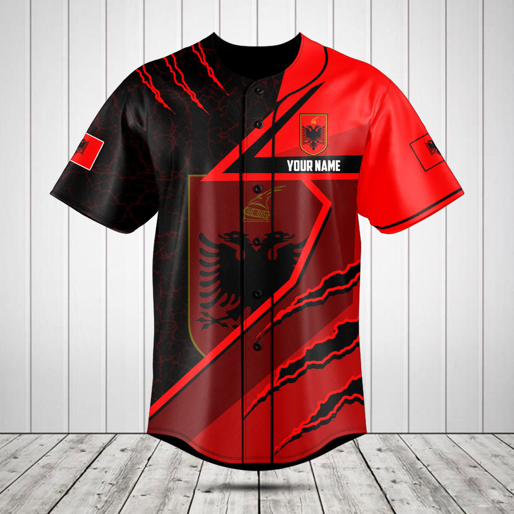 Albanien Flagge Lava Muster Shirts