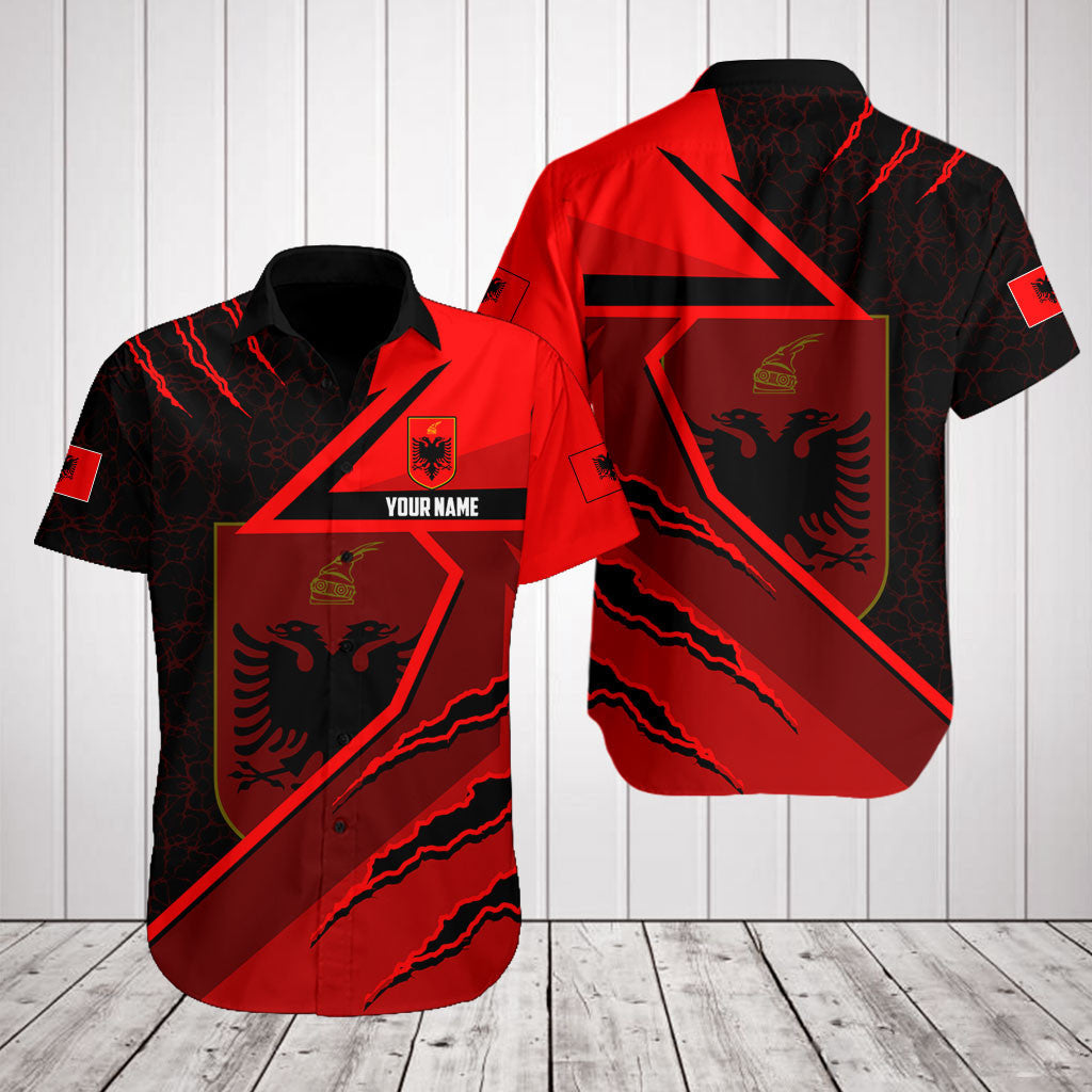 Albanien Flagge Lava Muster Shirts