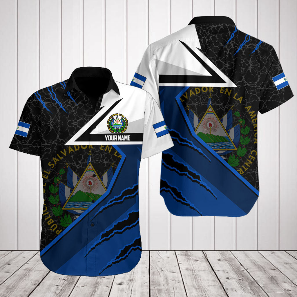 Customize El Salvador Flag Lava Pattern Shirts